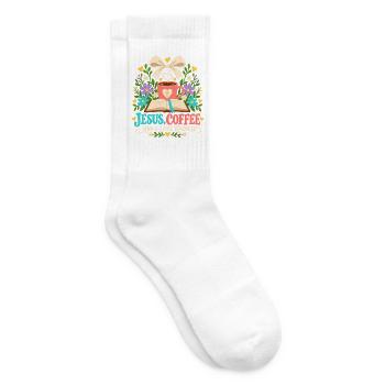 Jesus Kaffee und ein bisschen Freundlichkeit Christ - Tennissocken - Weiß - Rechts