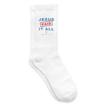 Jesus Paid It All – Christian Stamp - Tennissocken - Weiß - Rechts