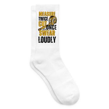 Measure Cut Swear: DIY-Humor-T-Shirt - Tennissocken - Weiß - Rechts