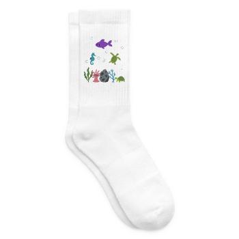 Fisch Unterwasser Kinder Seepferdchen Seeanemone - Tennissocken - Weiß - Rechts