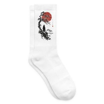 Roter Mond, Bonsai und Samurai - Tennissocken - Weiß - Rechts