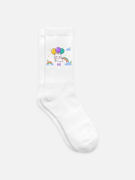 Pastel Kitty Einhornballons - Tennissocken - Weiß