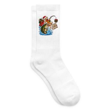 Well Shit Gingerbread Fishing Christmas Bass Humor - Tennissocken - Weiß - Rechts