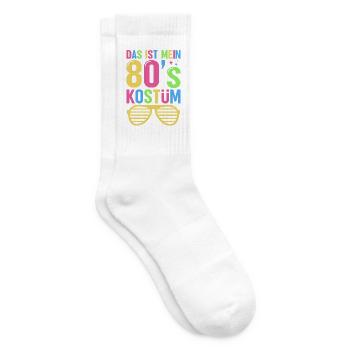 80er Jahre Party Kostüm Retro 80s Mottoparty - Tennissocken - Weiß - Rechts