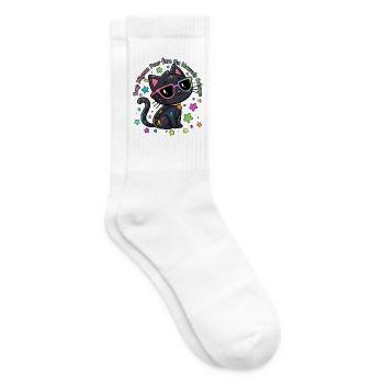 Black Cat Rainbow Chic Lustig - Tennissocken - Weiß - Rechts