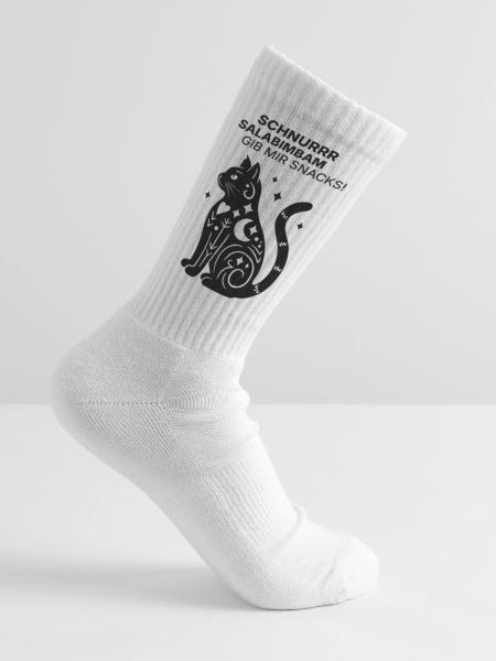 Schnurrrsalabimbam - Gib mir Snacks! - Katze - Tennissocken - Weiß - Rechts