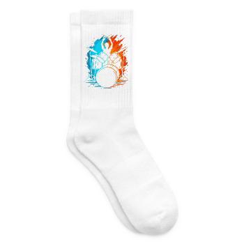 Schlagzeuger Drummer Herren Kinder Schlagzeug - Tennissocken - Weiß - Rechts