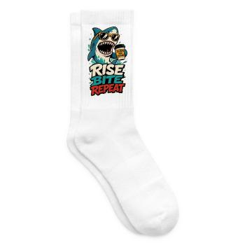 Hai mit Kaffee – Rise Bite Repeat - Tennissocken - Weiß - Rechts