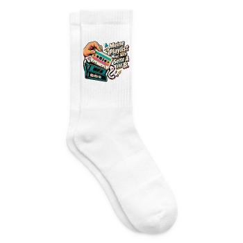 80er Musik Fan Mixtape Kassette Retro Nostalgie - Tennissocken - Weiß - Rechts