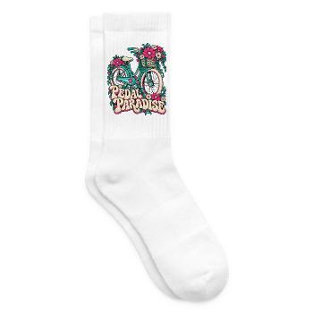 Pedal Paradise Blumenrad Illustration - Tennissocken - Weiß - Rechts