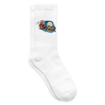 Punk-Mondnacht-Hasen-Schlittenzug - Tennissocken - Weiß - Rechts