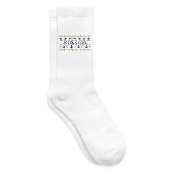 Himmlischer Weihnachtspullover – Gestrickter Mond und Sterne - Tennissocken - Weiß - Rechts