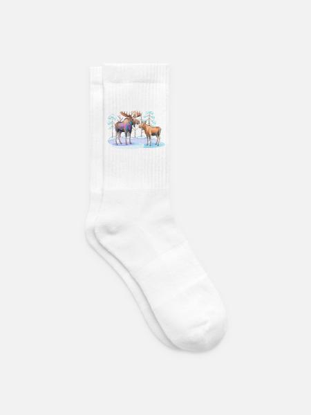 Elch im Winterwald – wilde Natur - Tennissocken - Weiß