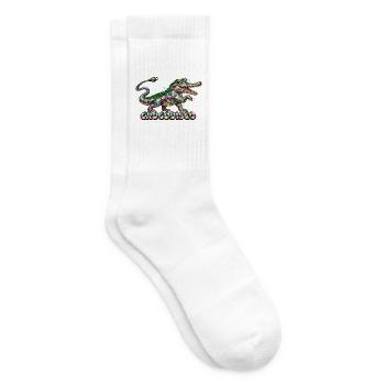Crocodisco – Mehrfarbiges facettiertes Disco-Krokodil - Tennissocken - Weiß - Rechts
