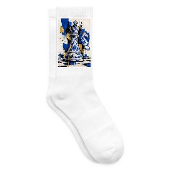 Schachfigur im Porzellan Design - Geschenk Schach - Tennissocken - Weiß - Rechts