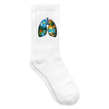 Nature Lungs Mountain Beach Outdoor-Abenteuer-Tee - Tennissocken - Weiß - Rechts