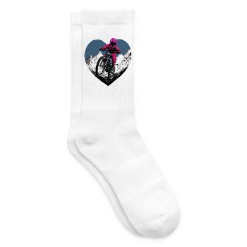 Love Bike / Mountainbiker Herz - Tennissocken - Weiß - Rechts