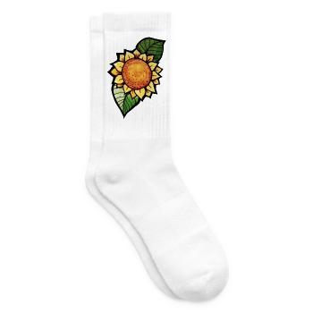 Sonnenblumen-Aquarellblüte in kräftigem Orange - Tennissocken - Weiß - Rechts