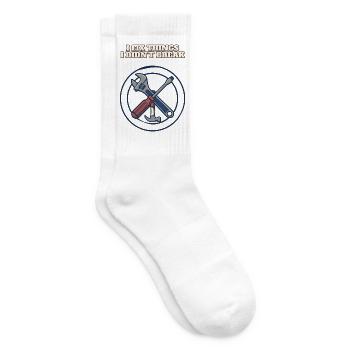 Ich repariere Dinge, die ich nicht kaputt gemacht habe, lustiges Mechanikerabzeichen - Tennissocken - Weiß - Rechts