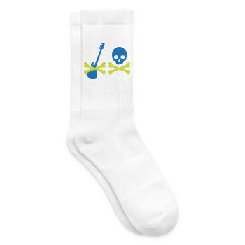 Pirat mit Bass und Totenkopf - Tennissocken - Weiß - Rechts