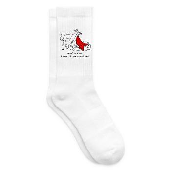 Whippet sorgt für einen warmen Weihnachtsempfang - Tennissocken - Weiß - Rechts