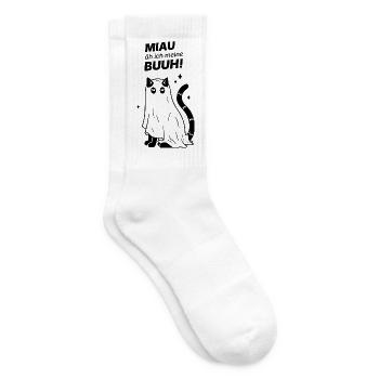 Miau äh ich meine Buuh! - Katze Gespenst Halloween - Tennissocken - Weiß - Rechts