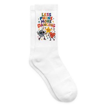 Less Phone, More Dancing – Retro Festival - Tennissocken - Weiß - Rechts