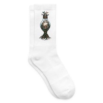 Glühbirne Stadt Baum – Fantasie Kunstwerk - Tennissocken - Weiß - Rechts