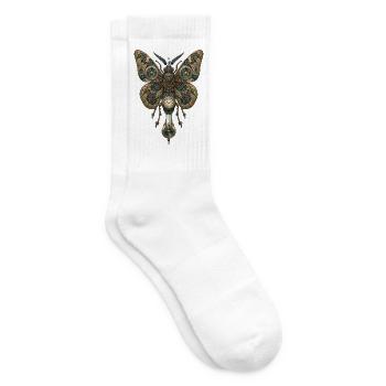 Steampunk Schmetterling – Uhr Mechanik Kunst - Tennissocken - Weiß - Rechts