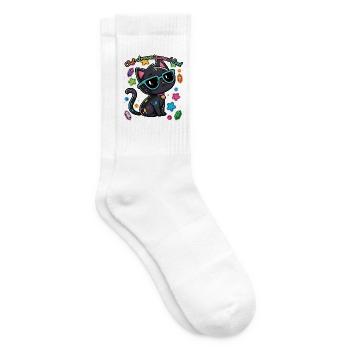 Regenbogen-Astronomen-Katzen-Humor - Tennissocken - Weiß - Rechts