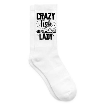 Crazy Fish Lady Aquaristik - Tennissocken - Weiß - Rechts