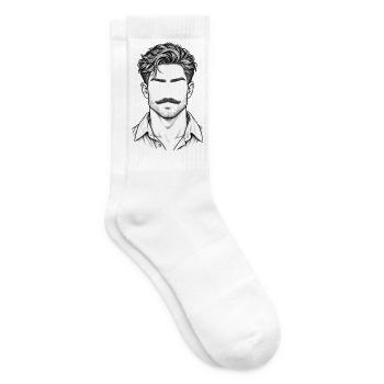 Vintage Schnurrbart Porträt Mann - Tennissocken - Weiß - Rechts