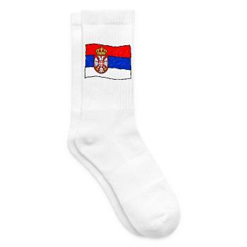 Serbische Flagge als Kinderzeichnung - Tennissocken - Weiß - Rechts