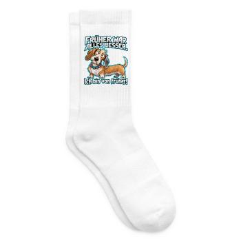 Früher war alles besser – Dackel - Tennissocken - Weiß - Rechts