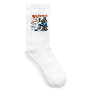 Winterangel Retro Motiv - Tennissocken - Weiß - Rechts