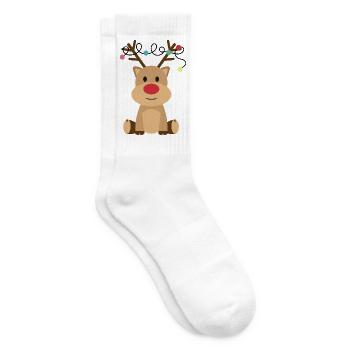 Süßer Weihnachtselch - Tennissocken - Weiß - Rechts