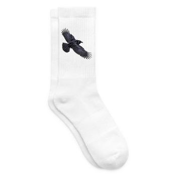 Kolkrabe im Flug – Rabe mit ausgebreiteten Flügeln - Tennissocken - Weiß - Rechts