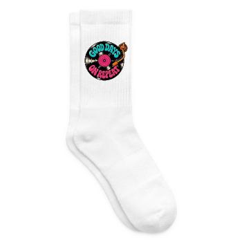 Good Days in Repeat: Vinyl Records - Tennissocken - Weiß - Rechts