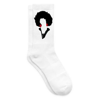 Rote Augen auf minimalistischem schwarzem Hintergrund - Tennissocken - Weiß - Rechts
