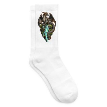 Felsendrache am türkisfarbenen Wasserfall - Tennissocken - Weiß - Rechts