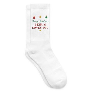 Merry Christmas – Jesus Loves You - Tennissocken - Weiß - Rechts