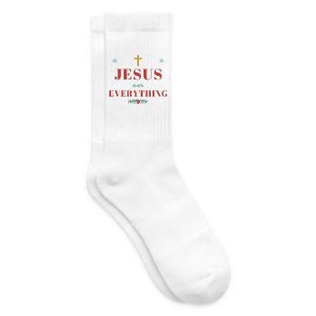 Jesus Over Everything – Christian Xmas - Tennissocken - Weiß - Rechts