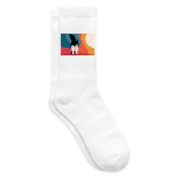 Katze von hinten - Tennissocken - Weiß - Rechts