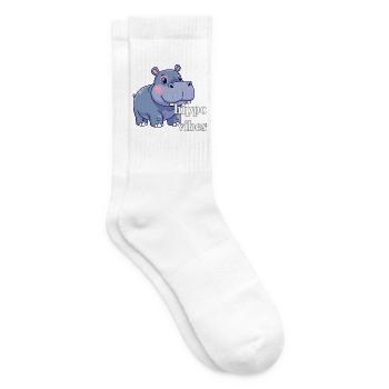 Hippo Vibes: Niedlicher Cartoon-Hippo - Tennissocken - Weiß - Rechts