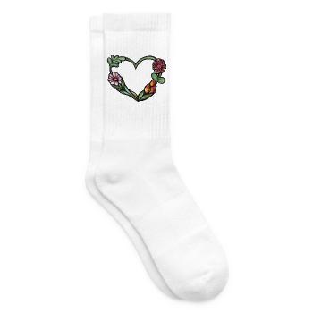 Aquarellrahmen mit Blumenherz - Tennissocken - Weiß - Rechts