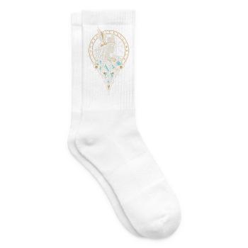 Die Walküre im Vegvisir – Runenkreis - Tennissocken - Weiß - Rechts