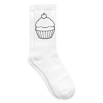 Cupcake Muffin backen Bäcker Geschenk Geburtstag - Tennissocken - Weiß - Rechts