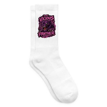 Wilder Panther in Lila und Pink im Grungelook - Tennissocken - Weiß - Rechts