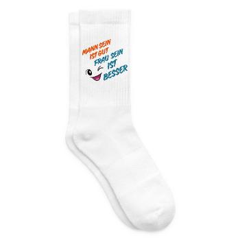 Mann sein ist Gut, Frau sein ist Besser - Tennissocken - Weiß - Rechts