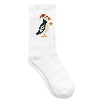 Weihnachtspuffin mit Weihnachtsstern - Tennissocken - Weiß - Rechts